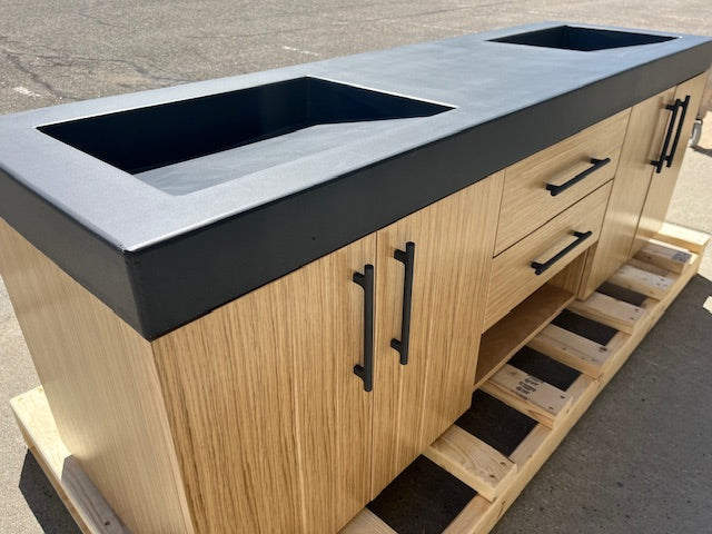 Double Bathroom Vanity Wood and Stone Designs