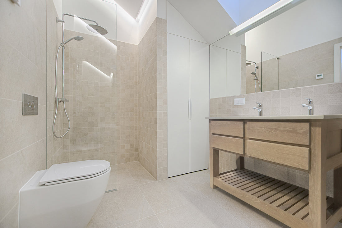 Double Bathroom Vanity Wood and Stone Designs