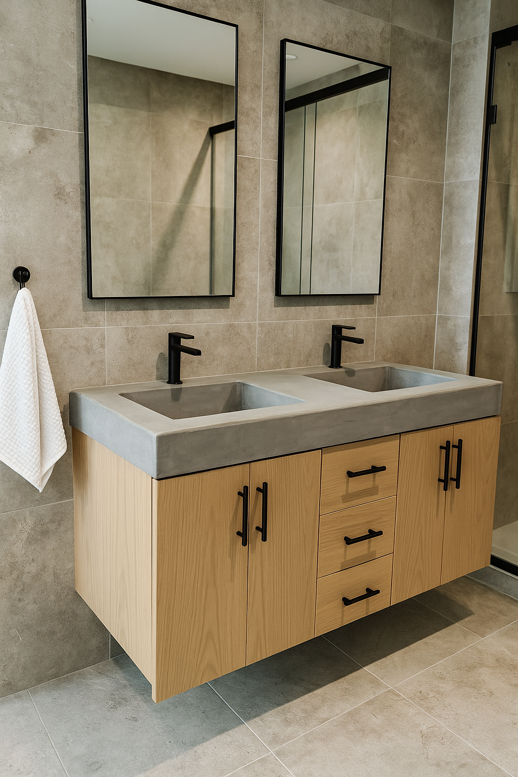 Floating Bathroom Vanity Double Top and Cabinet