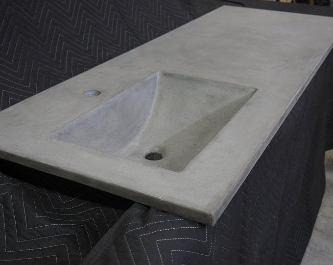 Aspen Concrete Vanity Top - One Integrated Sink and Extra Counter Space