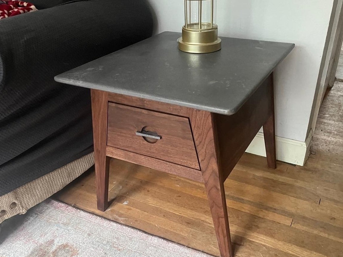 side table walnut and conrete