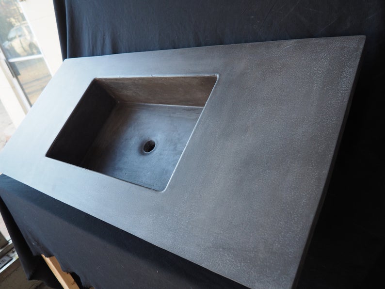 Aspen Concrete Vanity Top - One Integrated Sink and Extra Counter Space