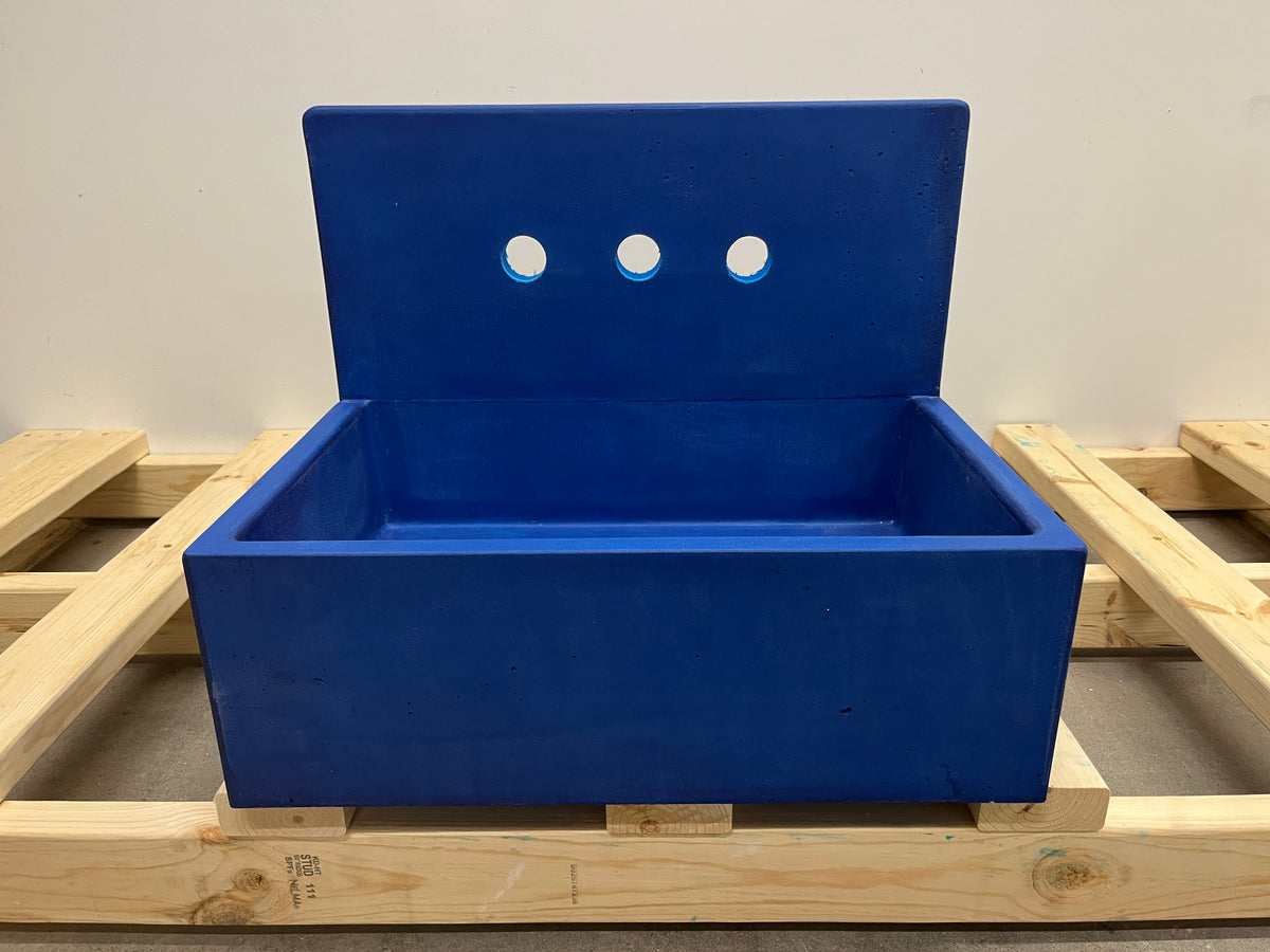 Floating Bucket Sink with Tall Backsplash – Wood and Stone Designs
