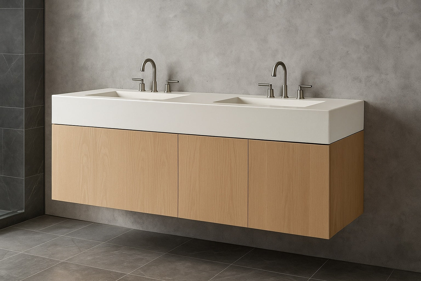Modern bathroom vanity cabinet floating and concrete vanity top customizable