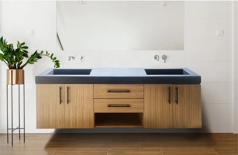 Double Bathroom Vanity Cabinet and concrete counter top