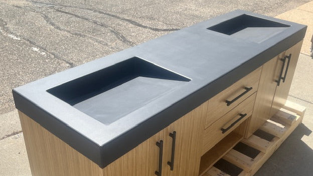 Double Bathroom Vanity Top Ramp Sinks