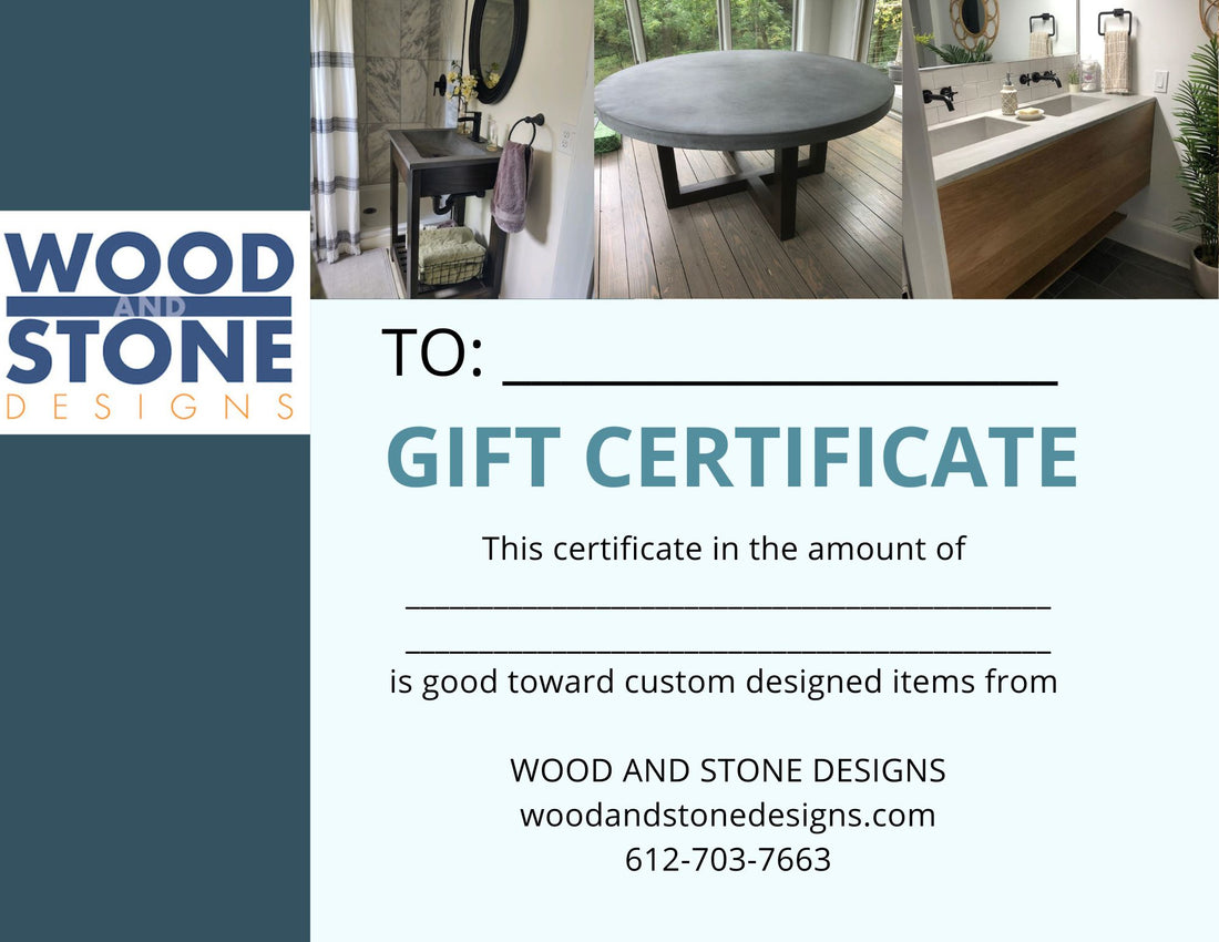 Gift Certificate for Wood and Stone Design Products