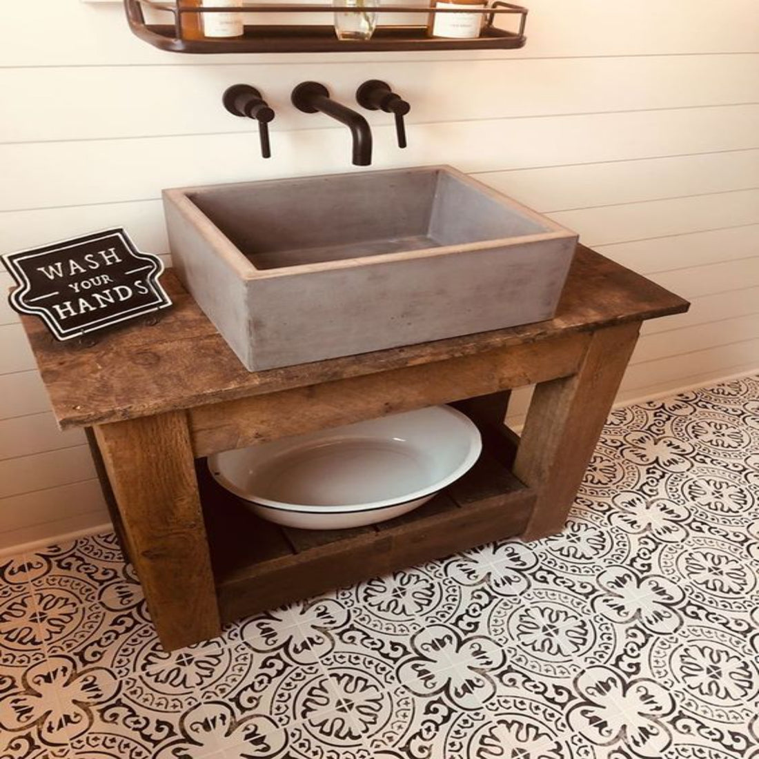 Rustic Bathroom Wood and Stone Designs Single Vanity