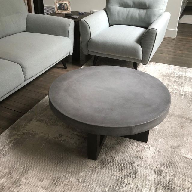 Concrete and wood coffee table